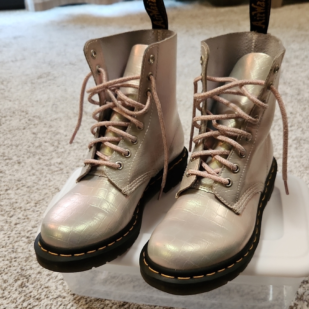 Dr. Martens Iridescent Pink Boots